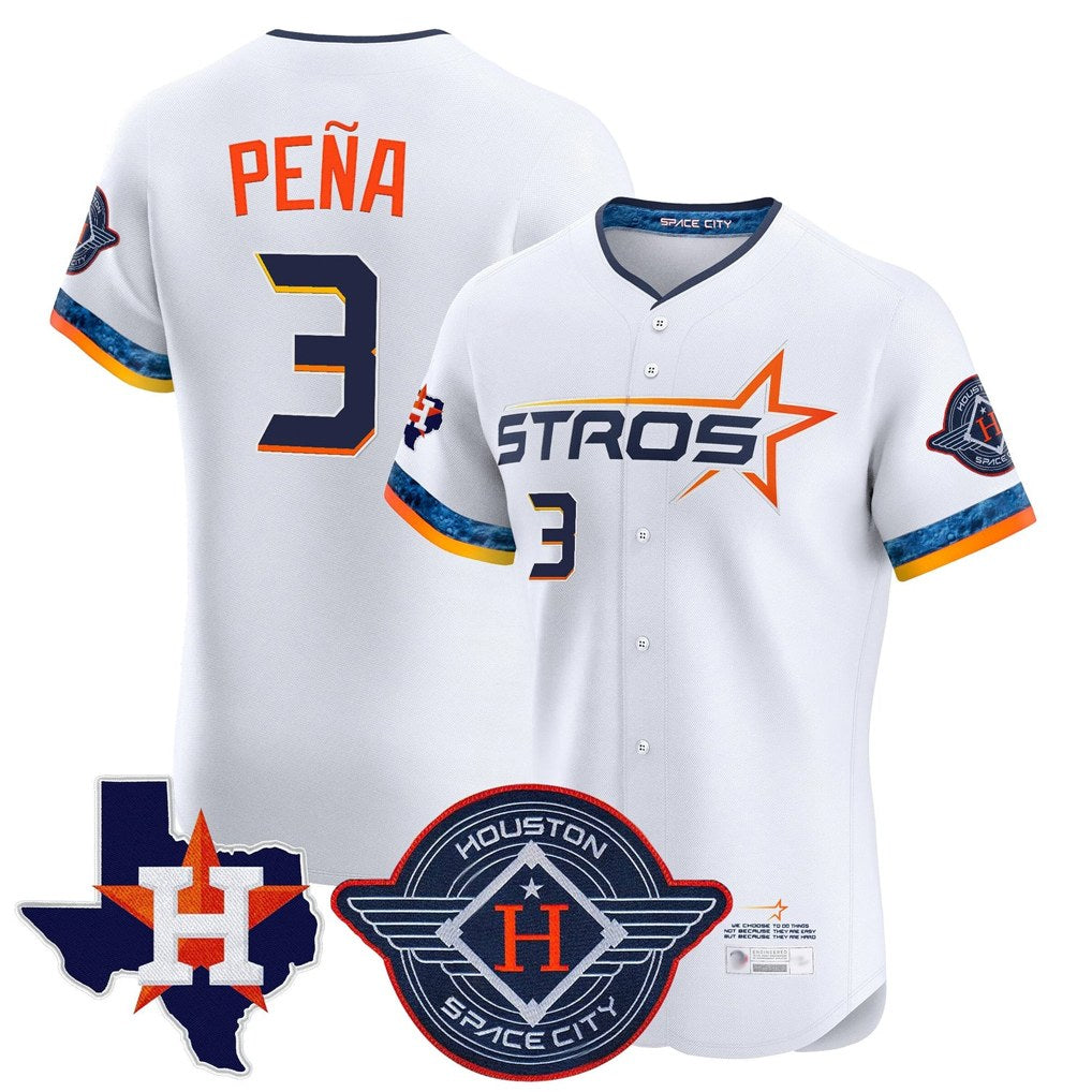 Houston Astros #3 Jeremy Pena Player White HeidiMiller City Connect Texas Patch Vapor Premier Limited Elite Home Stitched Jerseys