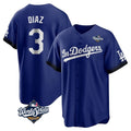 Los Angeles Dodgers #3 Edwin D¨ªaz Player Royal HeidiMiller World Series City Connect Home Game Stitched Jerseys