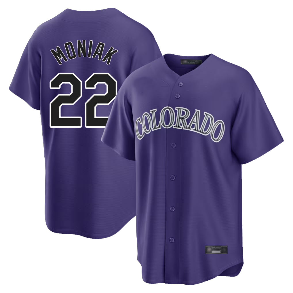 Colorado Rockies #22 Mickey Moniak Player Purple HeidiMiller Game Home Stitched Jerseys