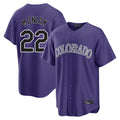 Colorado Rockies #22 Mickey Moniak Player Purple HeidiMiller Game Home Stitched Jerseys