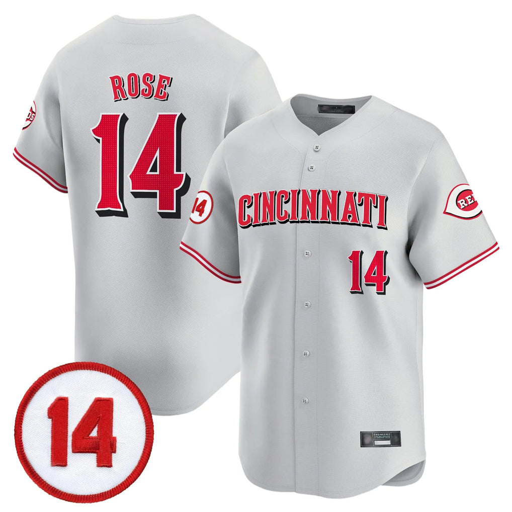 Cincinnati Reds #14 Pete Rose Player Gray HeidiMiller Vapor Premier Limited Home Stitched Jerseys