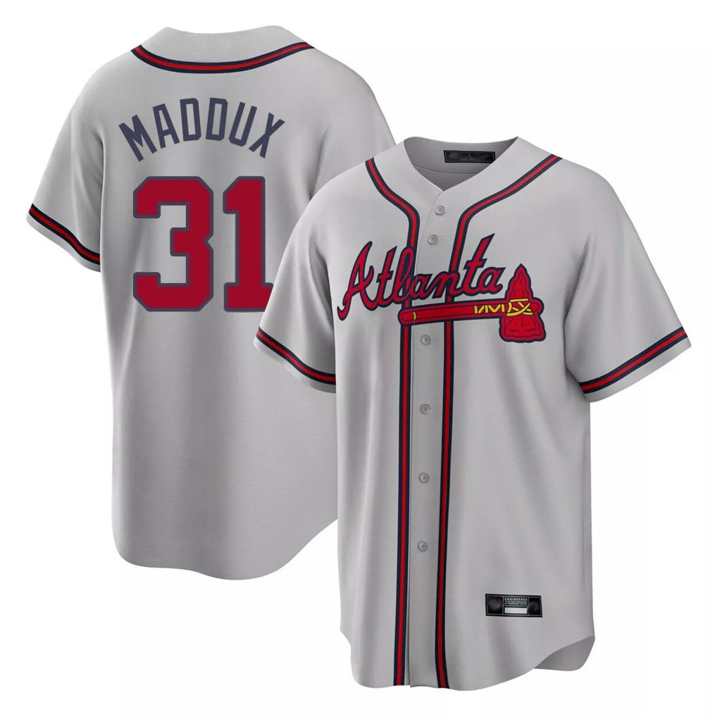 Atlanta Braves #31 Greg Maddux Player Gray HeidiMiller Home Game Stitched Jerseys
