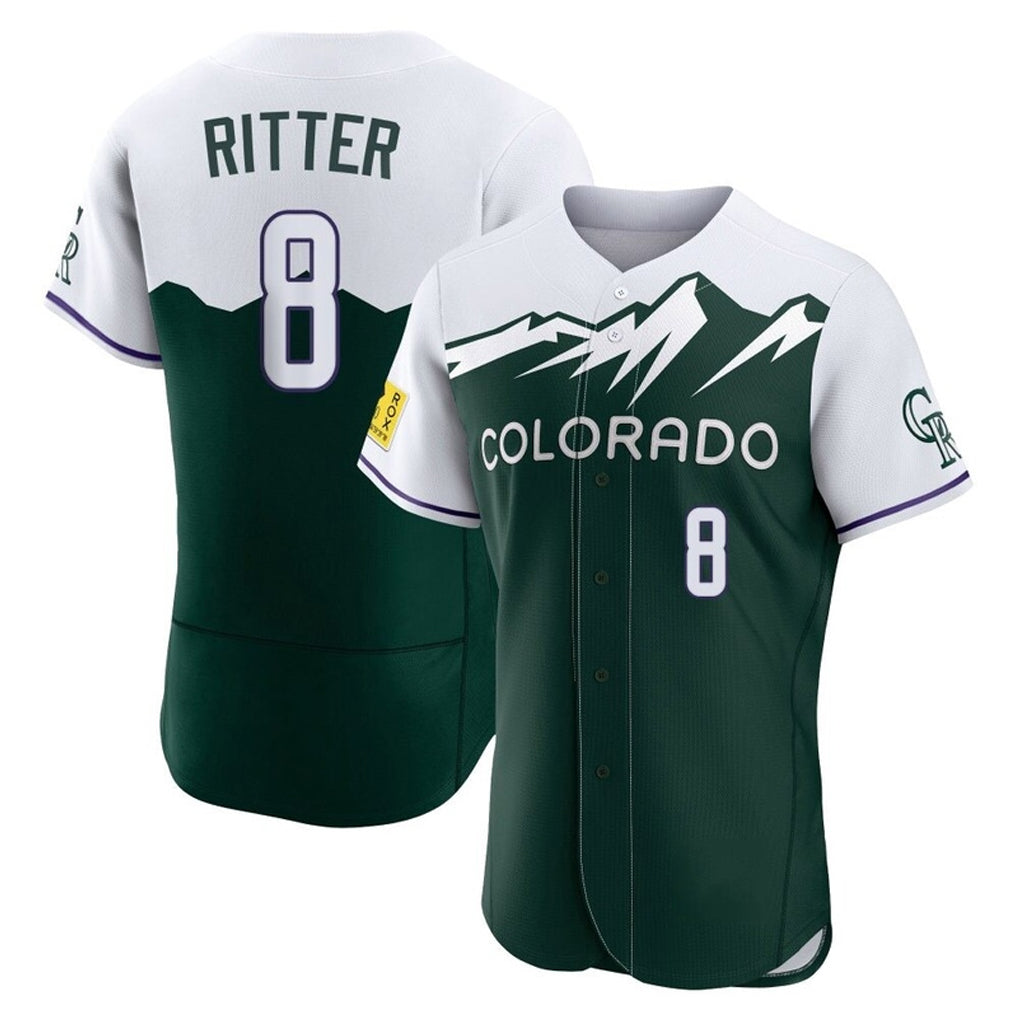 Colorado Rockies #8 Ryan Ritter Player Green HeidiMiller City Connect Limited Elite Home Stitched Jerseys