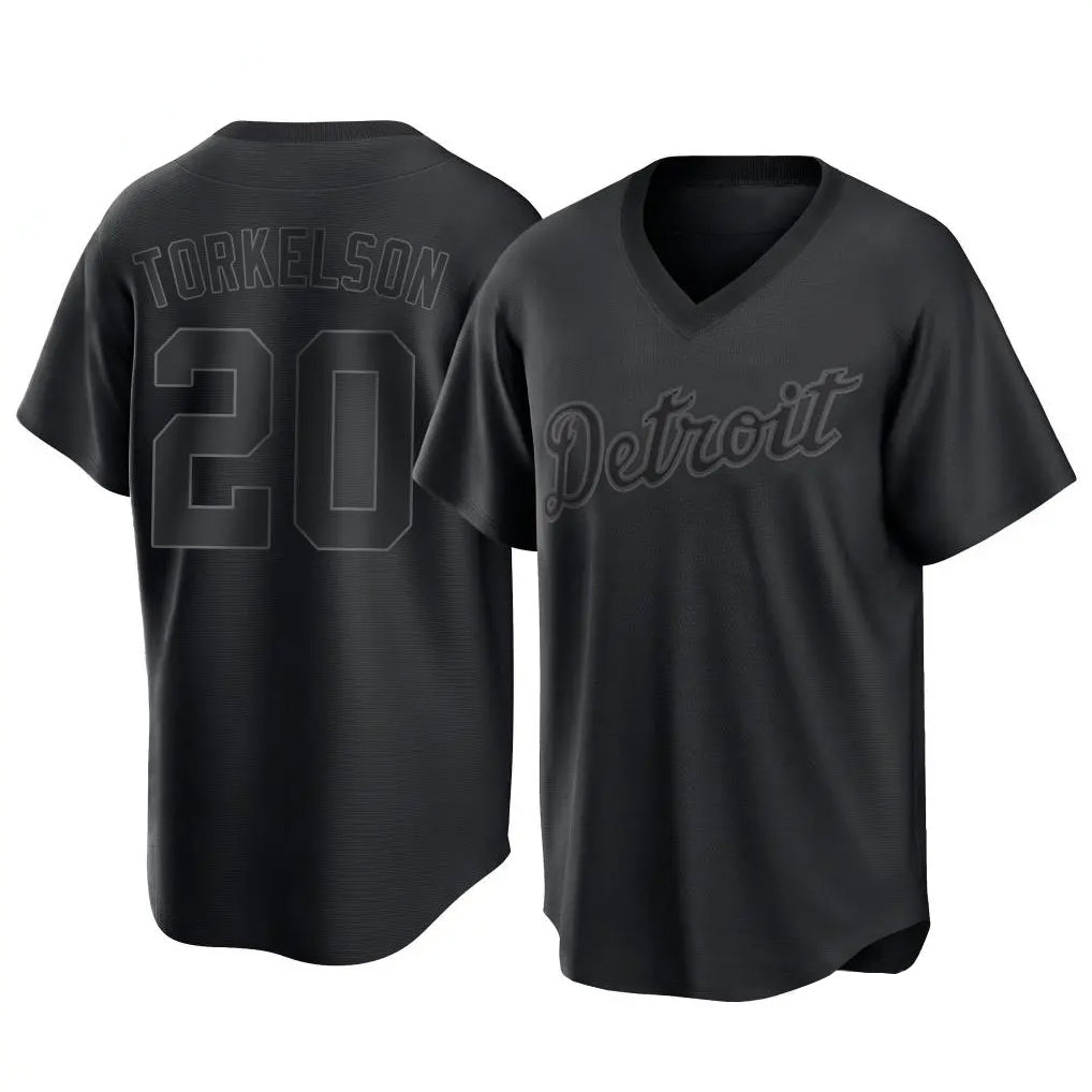 Detroit Tigers #20 Spencer Torkelson Player Black HeidiMiller T-shirt Home Game Stitched Jerseys