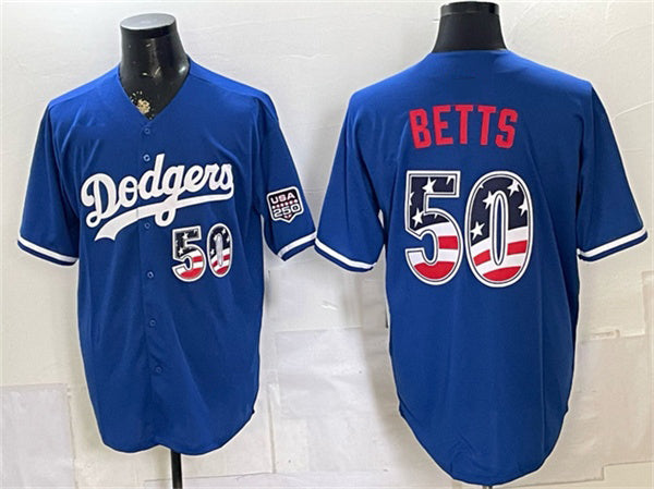 Los Angeles Dodgers #50 Mookie Betts Royal HeidiMiller 250 Fourth of July Stitched Jersey