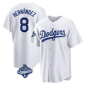 Los Angeles Dodgers #8 Enrique Hern¨¢ndez Player White HeidiMiller World Series Meet Game Home Stitched Jerseys