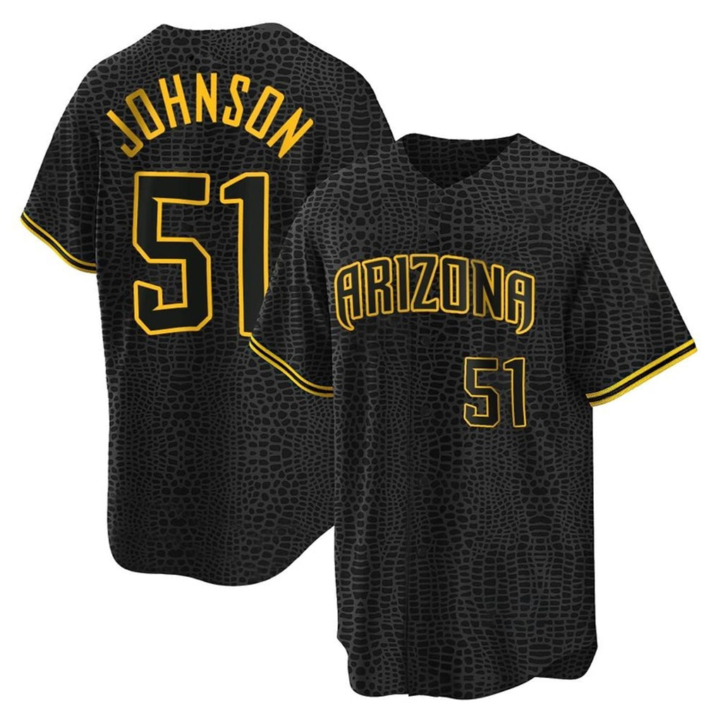 Arizona Diamondbacks #51 Randy Johnson Player Black HeidiMiller Snake Skin City Home Game Stitched Jerseys
