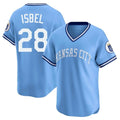Kansas City Royals #28 Kyle Isbel Player Light Blue HeidiMiller Limited Throwback Cooperstown Collection T-shirt Stitched Jerseys