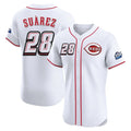 Cincinnati Reds #28 Eugenio Su¨¢rez Player White HeidiMiller Speedway Classic Limited Elite Home Stitched Jerseys