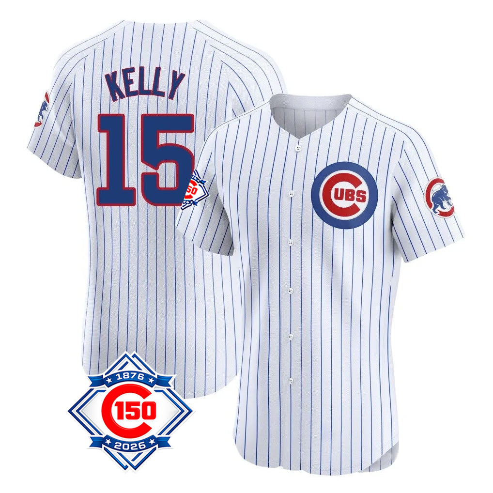 Chicago Cubs #15 Carson Kelly Player White HeidiMiller 150th Anniversary Limited Elite Home Game Stitched Jerseys