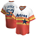 Houston Astros #53 Cristian Javier Player Rainbow Cooperstown Collection HeidiMiller T-shirt Stitched Jerseys