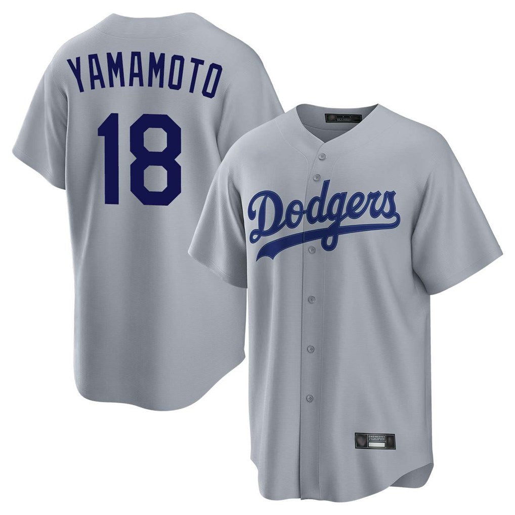 Los Angeles Dodgers #18 Yoshinobu Yamamoto Player Gray HeidiMiller Game Stitched Jerseys