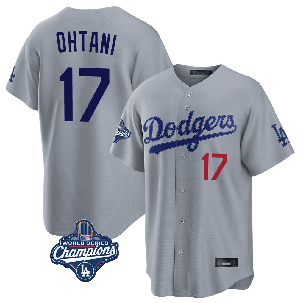 Los Angeles Dodgers #17 Shohei Ohtani Player Gray HeidiMiller World Series Meet Game Home Stitched Jerseys