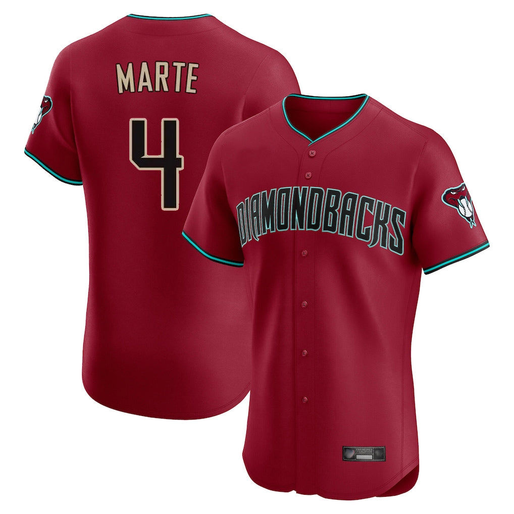 Arizona Diamondbacks #4 Ketel Marte Player Red HeidiMiller Limited Elite Home Game Stitched Jerseys