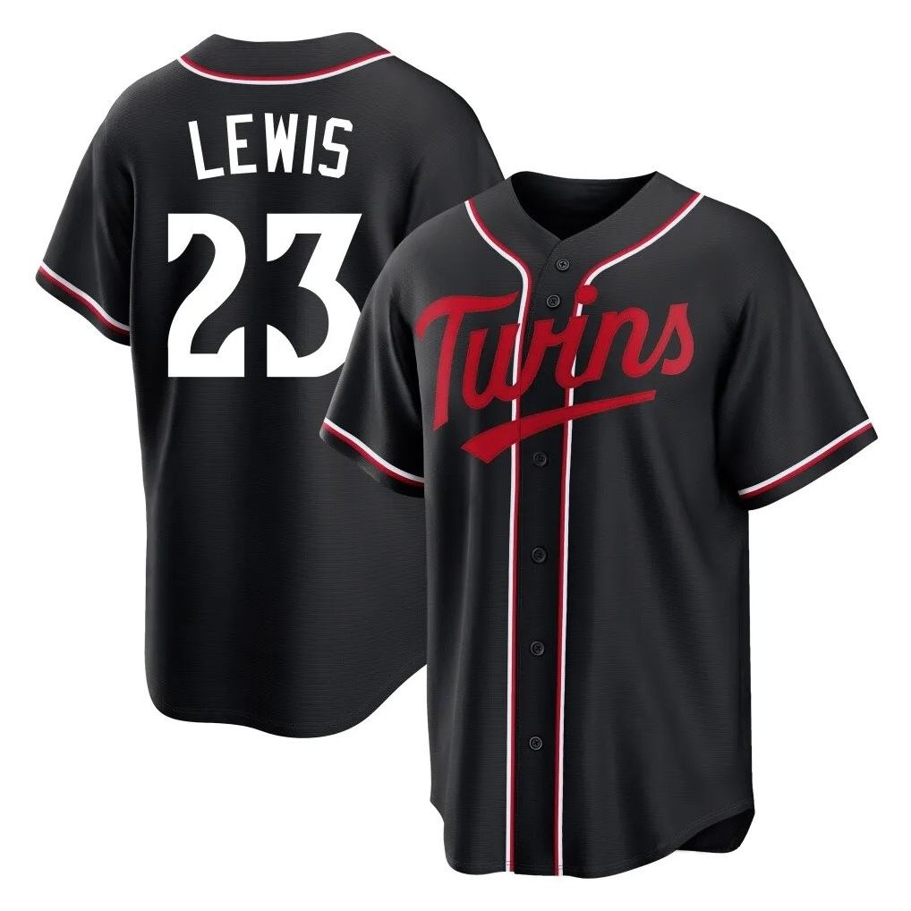 Minnesota Twins #23 Royce Lewis Player Black HeidiMiller Fashion Out Home Limited Stitched Jerseys