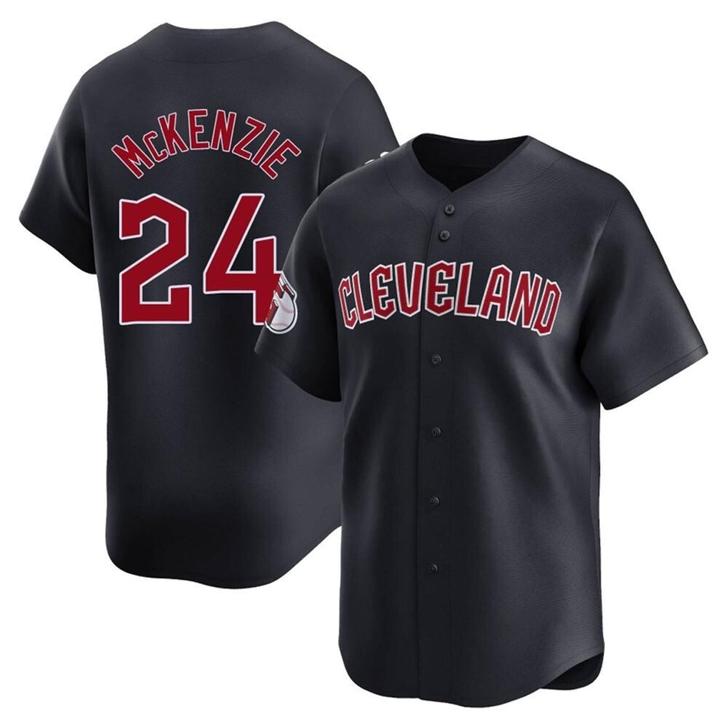 Cleveland Guardians #24 Triston McKenzie Player Navy HeidiMiller Limited Home Game Stitched Jerseys