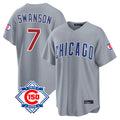 Chicago Cubs #7 Dansby Swanson Player Gray HeidiMiller 150th Anniversary Home Game Stitched Jerseys