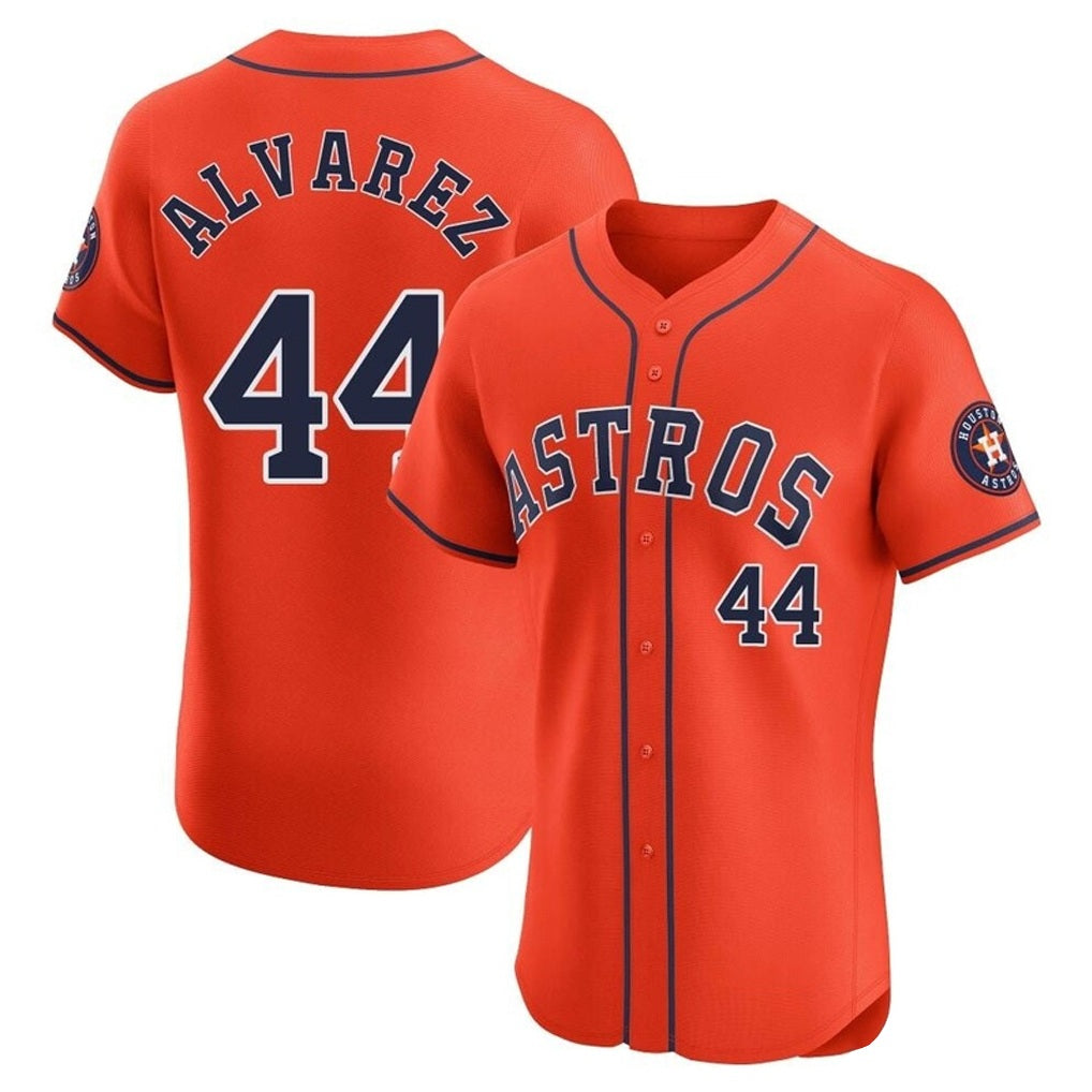 Houston Astros #44 Yordan Alvarez Player Orange HeidiMiller Home Limited Elite Stitched Jerseys