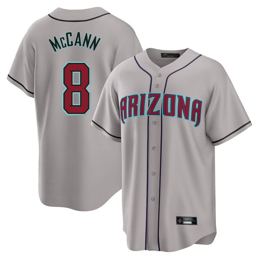 Arizona Diamondbacks #8 James McCann Player Gray HeidiMiller Road Home Game Stitched Jerseys