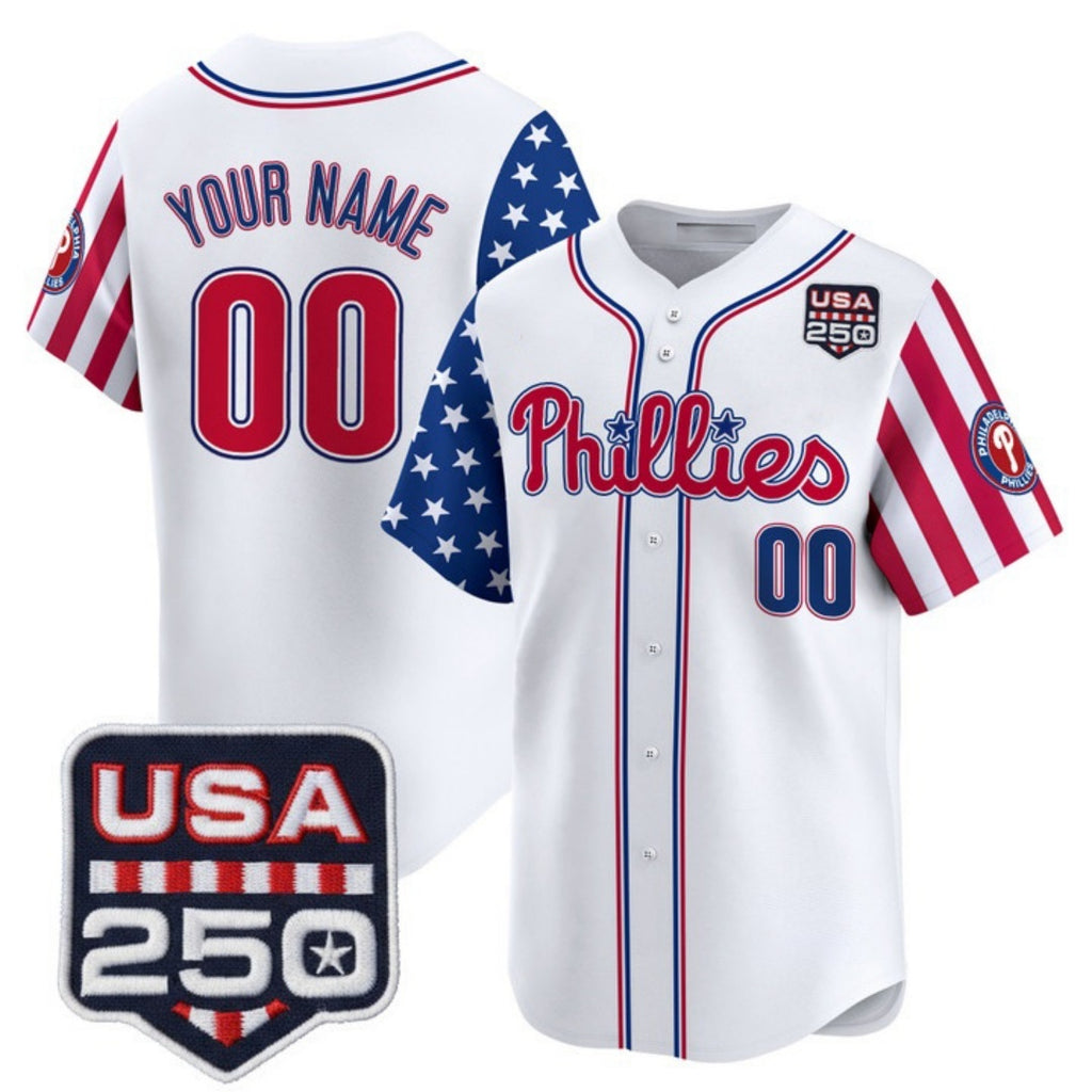 Custom Philadelphia Phillies America 250 Edition Vapor Premier Limited White HeidiMiller Stitched Jerseys-1
