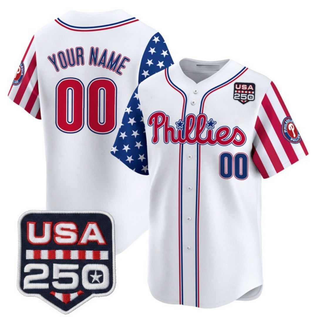 Custom Philadelphia Phillies America 250 Edition Vapor Premier Limited White HeidiMiller Stitched Jerseys-1