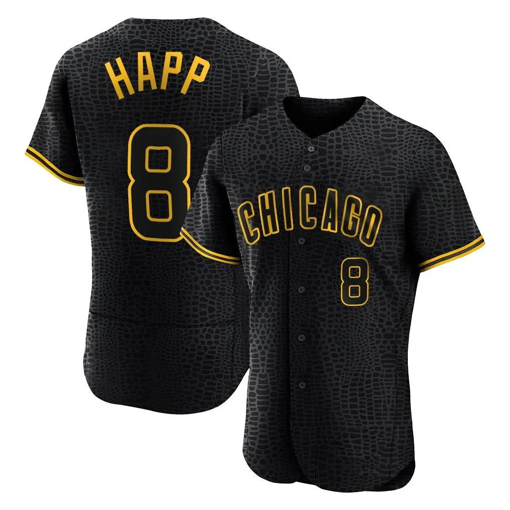 Chicago Cubs #8 Ian Happ Player Black HeidiMiller Snake Skin City Limited Elite Home Game Stitched Jerseys