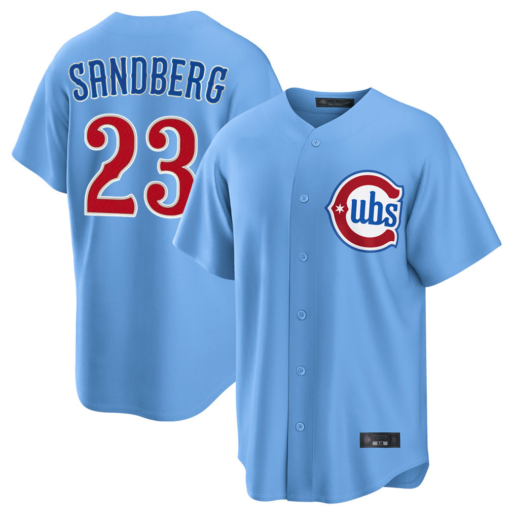 Chicago Cubs #23 Ryne Sandberg Player Light Blue HeidiMiller Home Game Stitched Jerseys