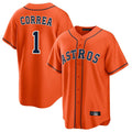 Houston Astros #1 Carlos Correa Player Orange HeidiMiller Home Game Stitched Jerseys