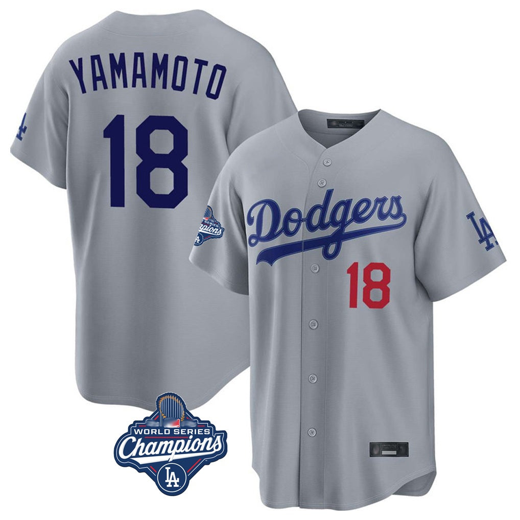 Los Angeles Dodgers #18 Yoshinobu Yamamoto Player Gray HeidiMiller World Series Meet Game Home Stitched Jerseys