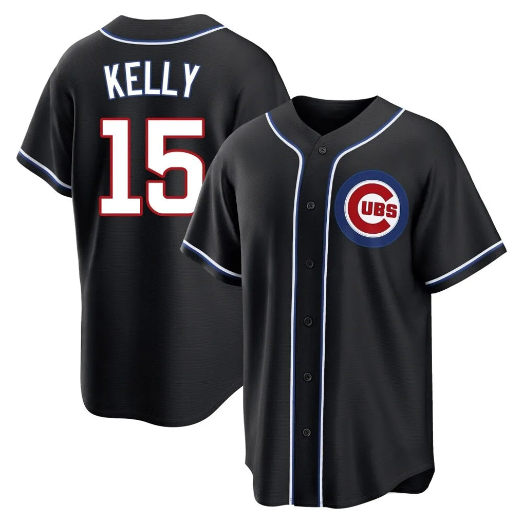 Chicago Cubs #15 Carson Kelly Player Black HeidiMiller Fashion Out Game Stitched Jerseys