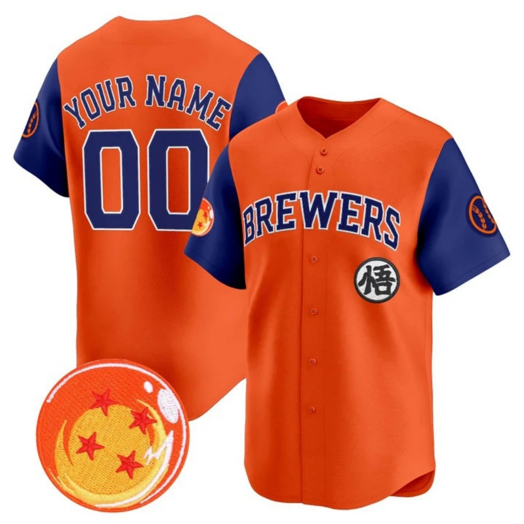 Custom Milwaukee Brewers x Dragon Ball Royal Orange HeidiMiller Vapor Premier Limited Jersey - All Stitched