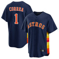 Houston Astros #1 Carlos Correa Player Navy HeidiMiller Home Game Stitched Jerseys