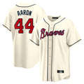 Atlanta Braves #44 Hank Aaron Player Cream HeidiMiller Home Game Stitched Jerseys