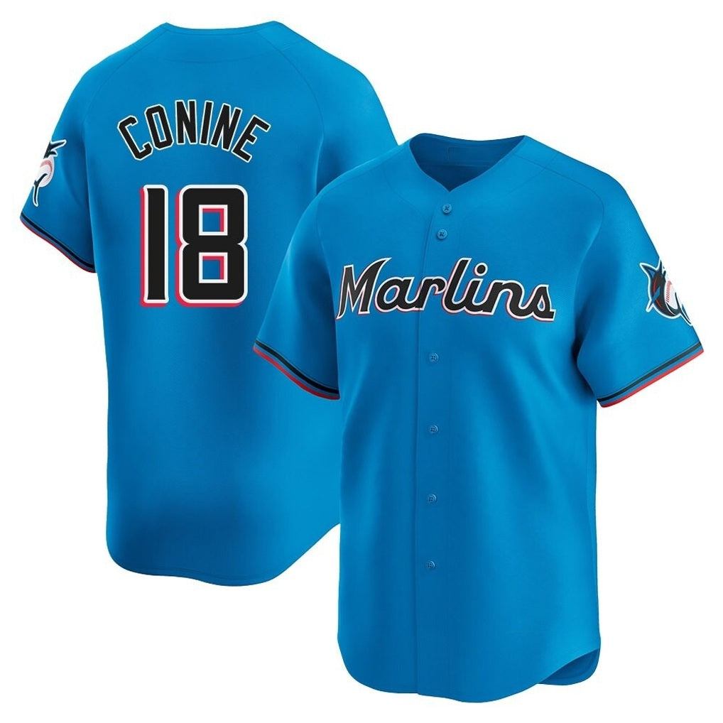 Miami Marlins #18 Griffin Conine Player Blue HeidiMiller Home Limited Stitched Jerseys