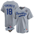 Los Angeles Dodgers #18 Yoshinobu Yamamoto Player Gray HeidiMiller World Series Game Limited Home Stitched Jerseys