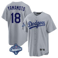 Los Angeles Dodgers #18 Yoshinobu Yamamoto Player Gray HeidiMiller World Series Meet Game Stitched Jerseys