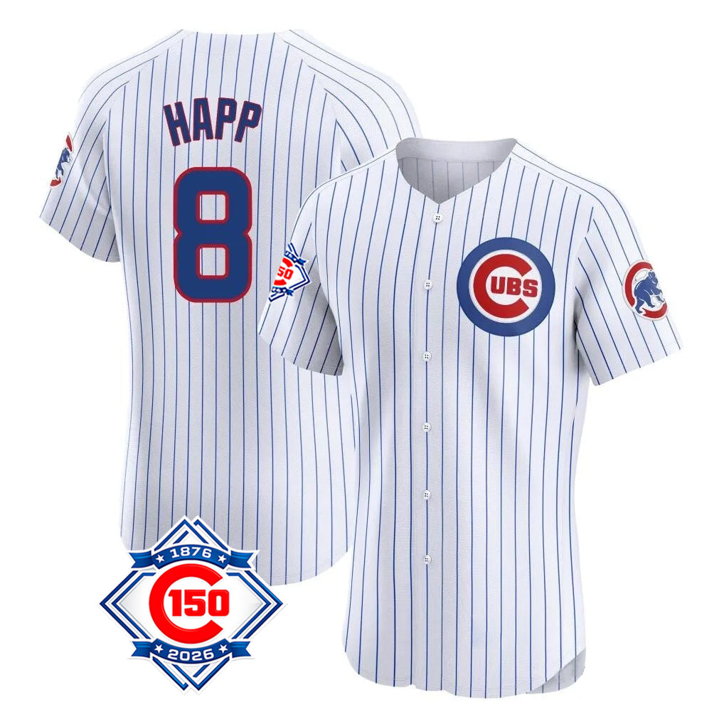 Chicago Cubs #8 Ian Happ Player White HeidiMiller 150th Anniversary Limited Elite Home Game Stitched Jerseys