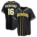 Milwaukee Brewers #16 Blake Perkins Player Black HeidiMiller Fashion Out Home Game Stitched Jerseys