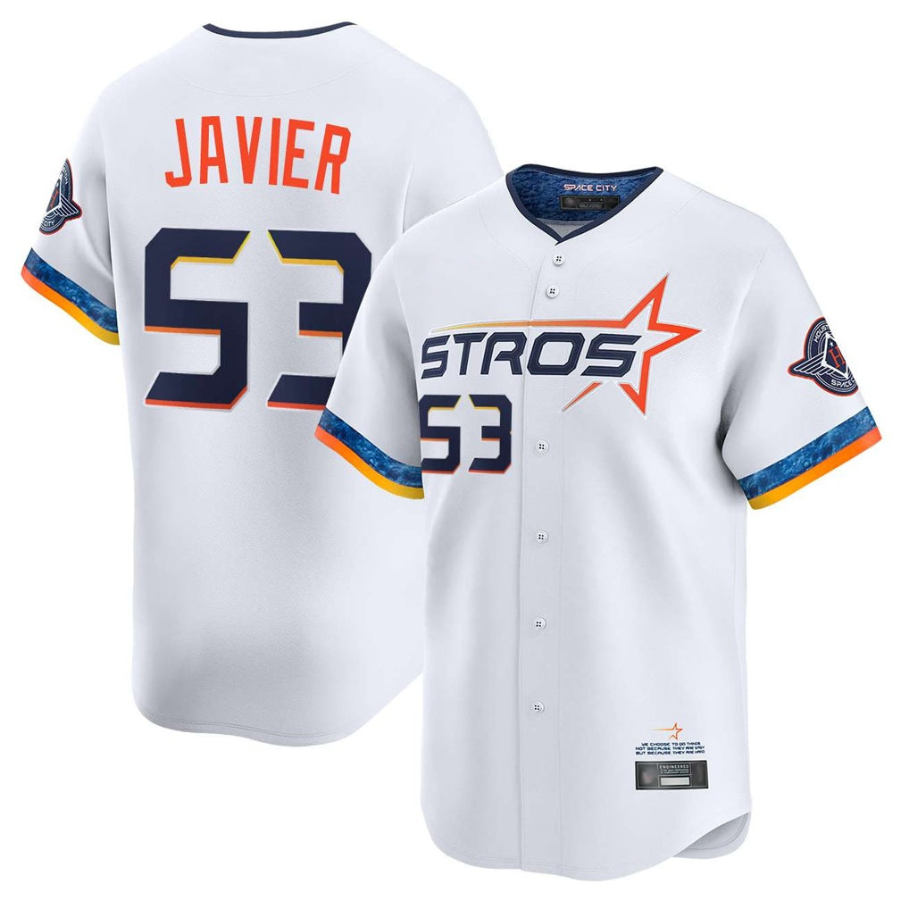 Houston Astros #53 Cristian Javier Player White HeidiMiller City Connect Limited Home Stitched Jerseys