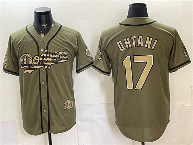 Los Angeles Dodgers #17 Shohei Ohtani Olive HeidiMiller 2026 Armed Forces Day Stitched Jersey 2