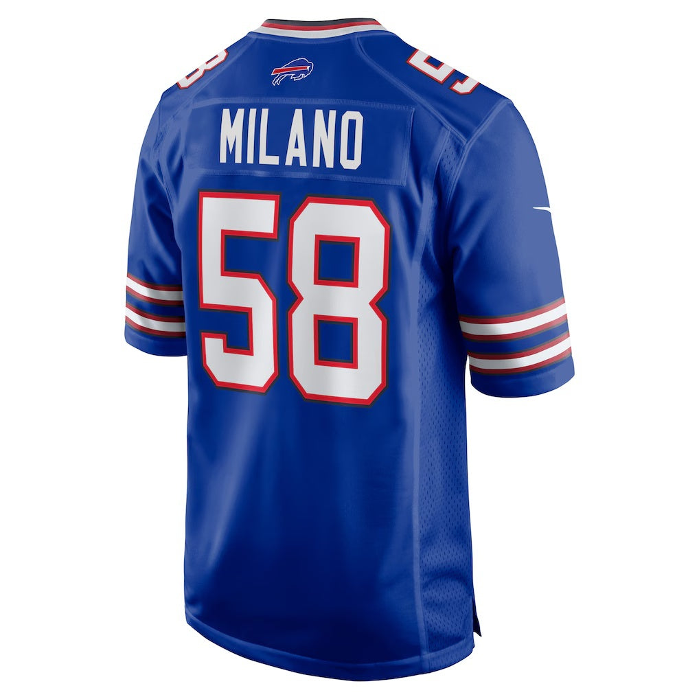 B.Bills #58 Matt Milano Royal HeidiMiller Game Player Jersey