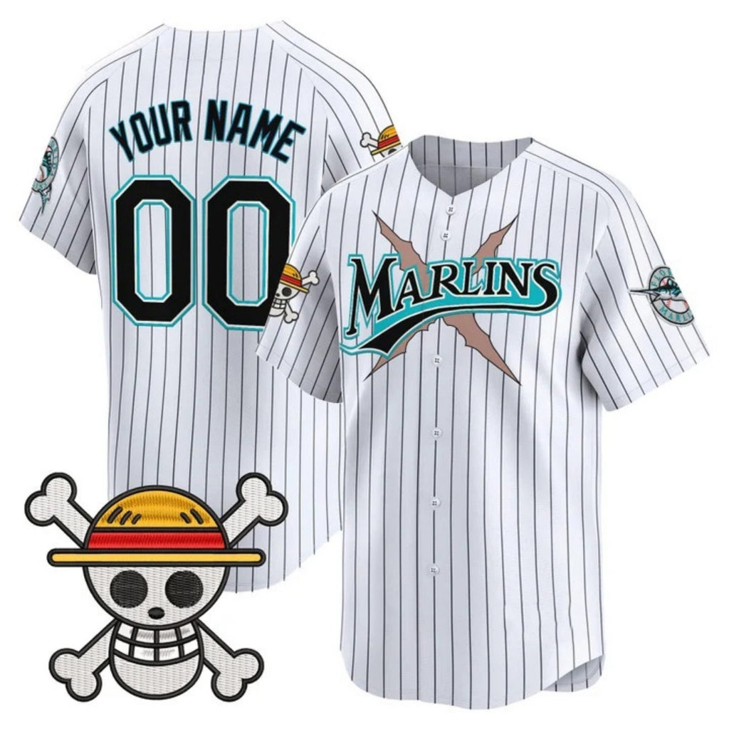 Custom Miami Marlins x One Piece Pinstripe White HeidiMiller Vapor Premier Limited Jersey - Stitched