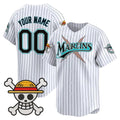 Custom Miami Marlins x One Piece Pinstripe White HeidiMiller Vapor Premier Limited Jersey - Stitched