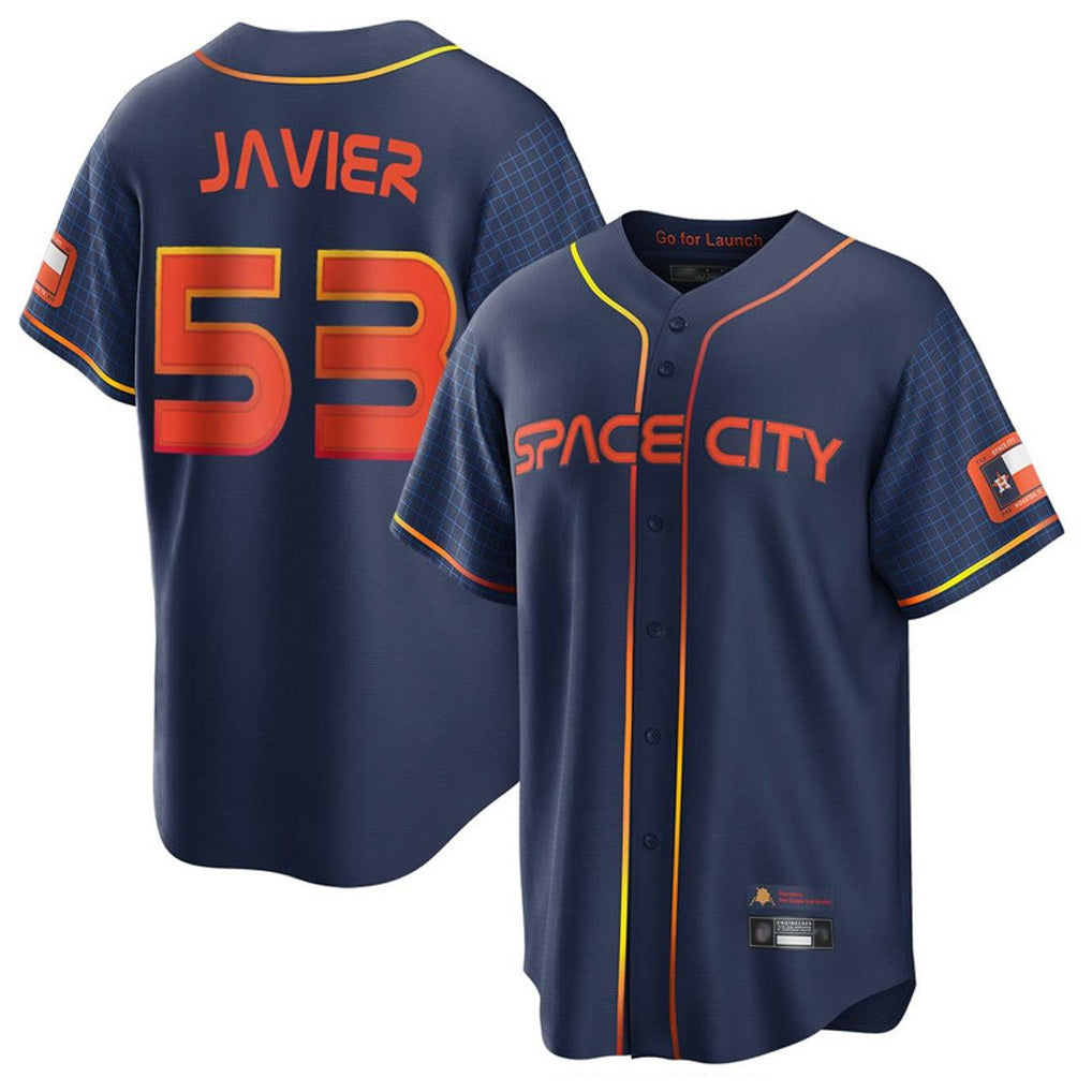 Houston Astros #53 Cristian Javier Player Navy HeidiMiller City Connect Home Game Stitched Jerseys