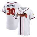Atlanta Braves #30 Drake Baldwin Player White Gold HeidiMiller Limited Elite Home Game Stitched Jerseys