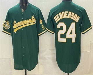 Oakland Athletics #24 Rickey Henderson 2026 Green HeidiMiller Alternate Sacramento Celebrating 125 Years Limited Jersey