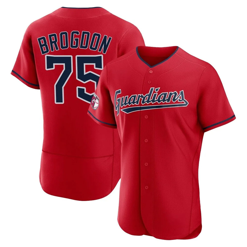 Cleveland Guardians #75 Connor Brogdon Player Red HeidiMiller Limited Elite Home Stitched Jerseys