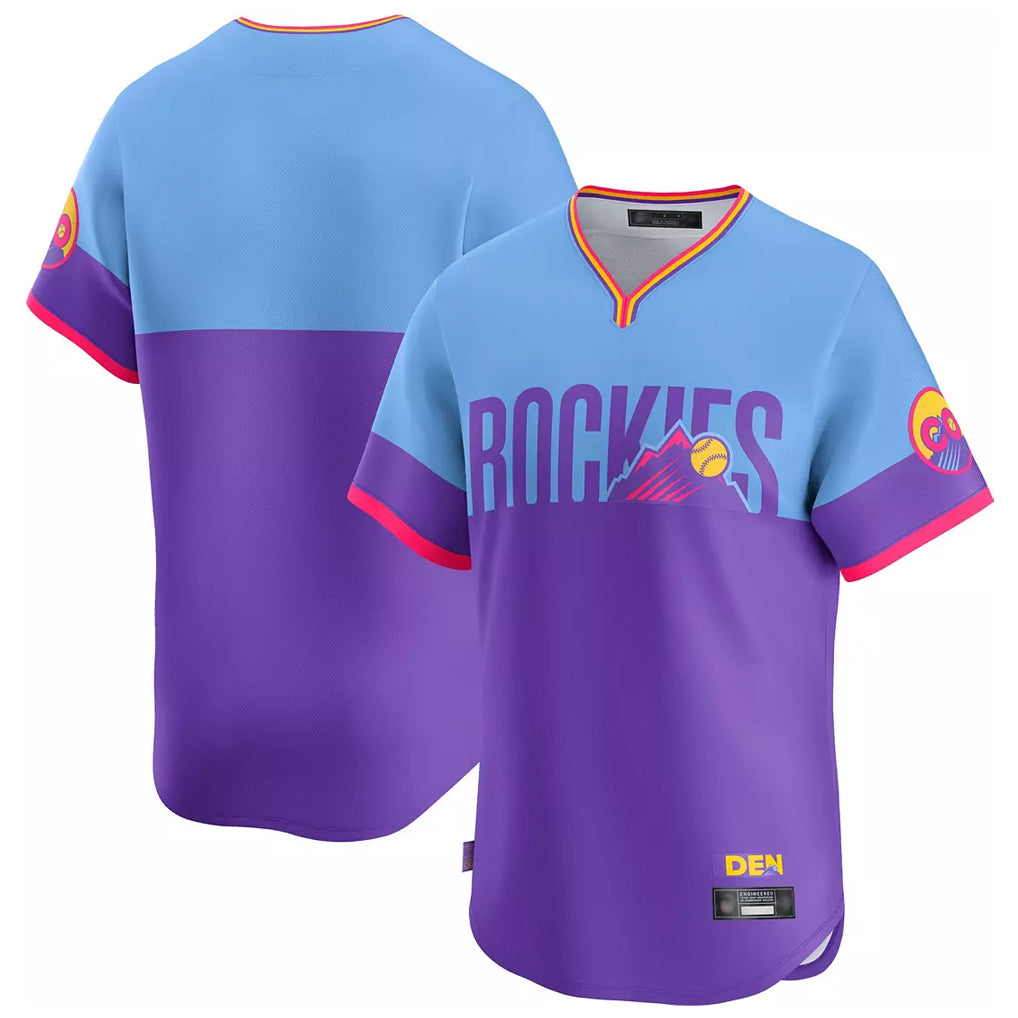 Colorado Rockies Blank Player Purple-Light Blue HeidiMiller City Connect Limited Home T-shirt Stitched Jerseys