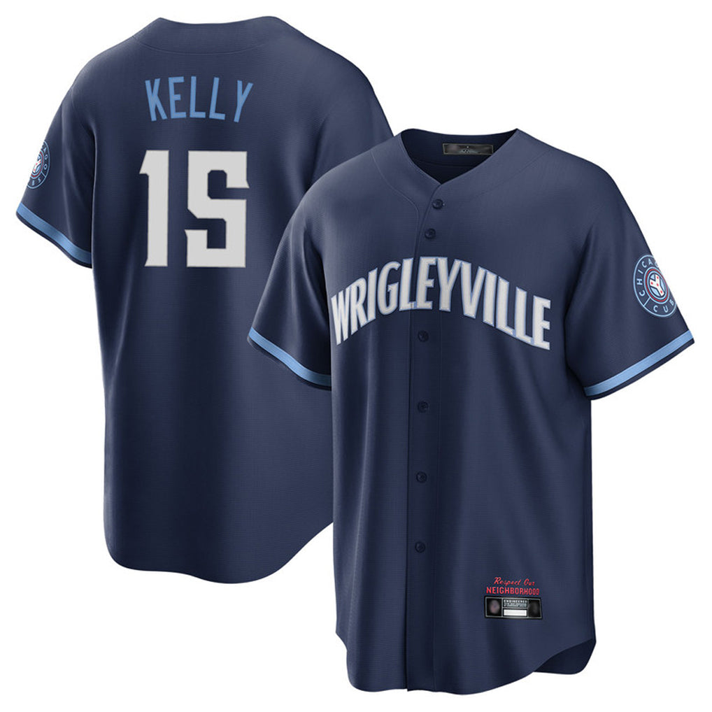 Chicago Cubs #15 Carson Kelly Player Navy HeidiMiller City Connect Home Game Stitched Jerseys