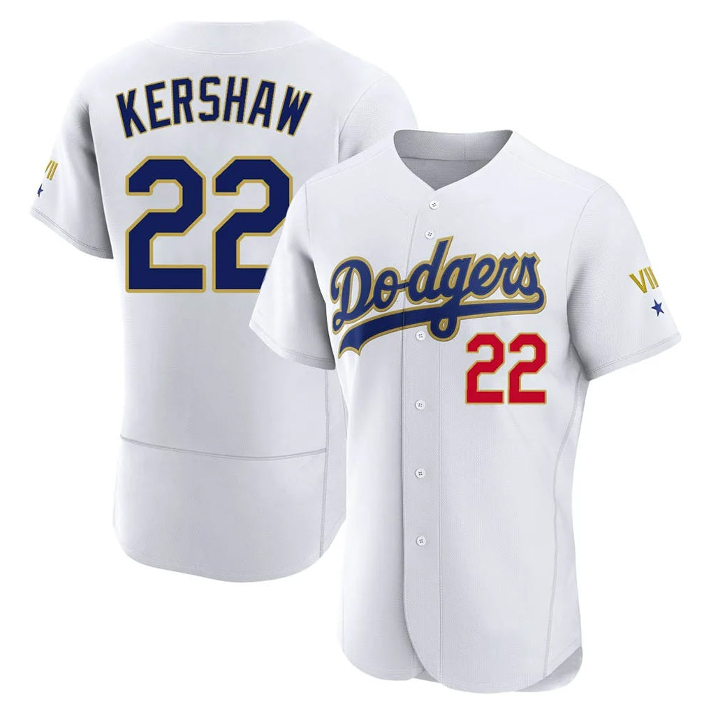 Los Angeles Dodgers #22 Clayton Kershaw Player Gold White HeidiMiller 2026 Collection Stadium Limited Elite Stitched Jerseys